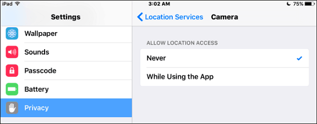 Servicios de ubicación de cámaras iOS