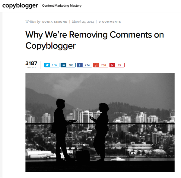 copyblogger eliminó comentarios