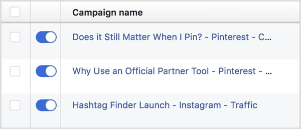 Convención de nomenclatura de campañas de anuncios de Facebook