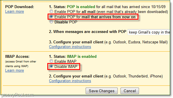 Conecte Gmail a Outlook 2010 con POP