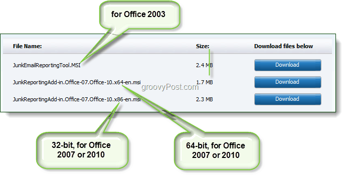 Descargue la herramienta de informes de correo electrónico no deseado para Office 2003, Office 2007 u Office 2010