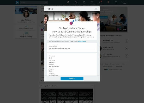 LinkedIn anunció tres mejoras en el formulario de generación de leads para campañas de contenido patrocinado e InMail que están diseñadas para seguir impulsando el retorno de la inversión para sus especialistas en marketing de generación de leads.