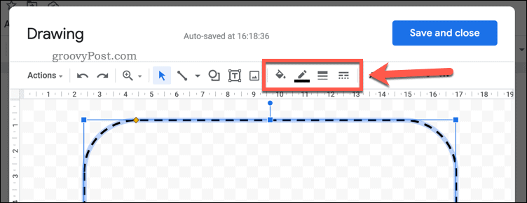Dar formato a una forma en Google Docs