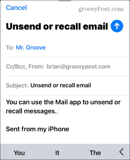 Cancelar envío de correo electrónico en iPhone o iPad