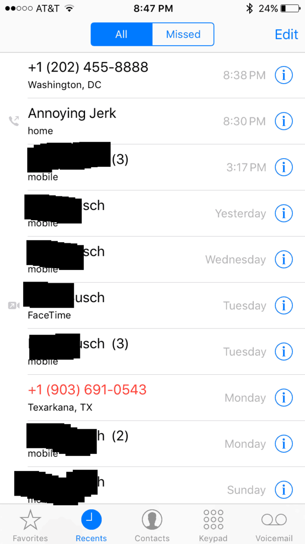 Bloquear llamadas de iPhone 
