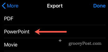 Exportar desde Keynote a PowerPoint en iOS