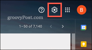 El ícono de configuración rápida en Gmail