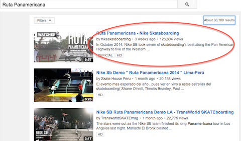 Nike youtube video en la búsqueda