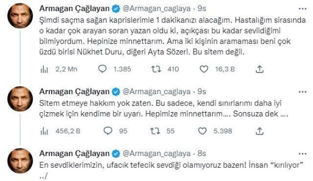 Armağan Çağlayan reprochó a dos nombres famosos