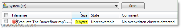 los archivos de cero bytes son probablemente irrecuperables