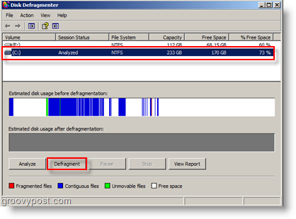 Opciones de desfragmentador de disco para Windows XP: análisis y desfragmentación
