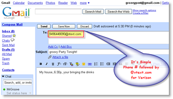 Enviar mensaje de texto utilizando el cliente de correo electrónico GMAIL