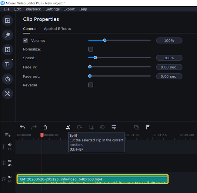 aislar archivo de audio en Movavi