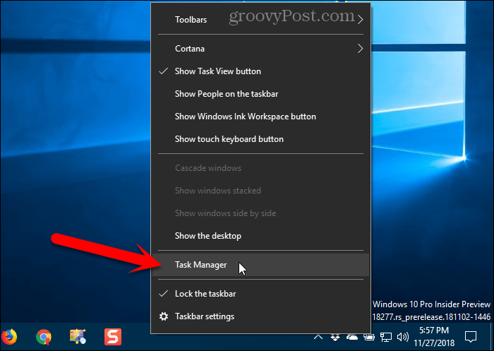 Abra el Administrador de tareas en Windows 10