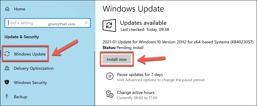 Instalación de nuevas actualizaciones de Windows