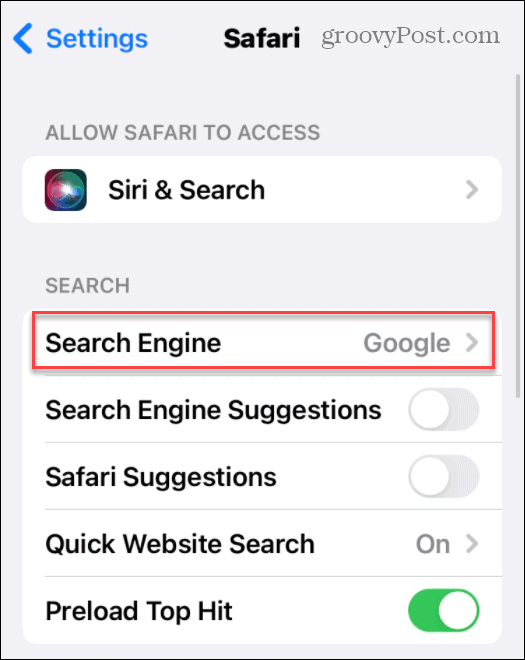 Configuración del motor de búsqueda de Safari
