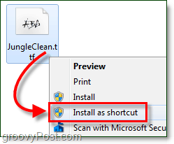 instalar una fuente de Windows 7 como acceso directo