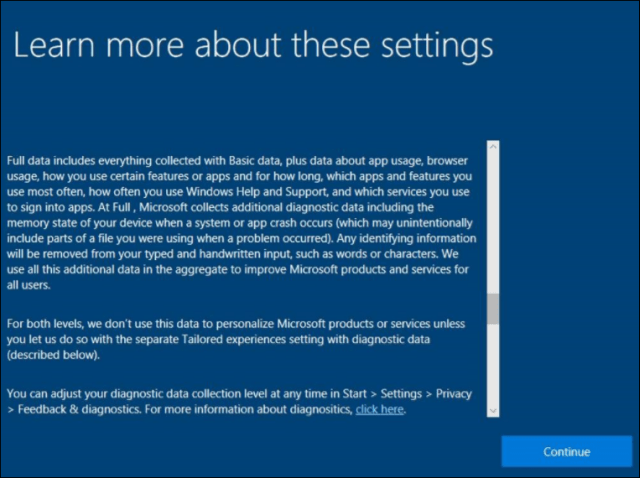 Windows 10 Más información Configuración de privacidad