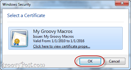Crear un certificado digital autofirmado en Office 2010