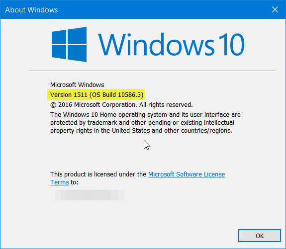 Windows 10 versión 1511