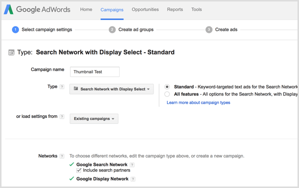 Prueba de miniaturas de YouTube de Google AdWords