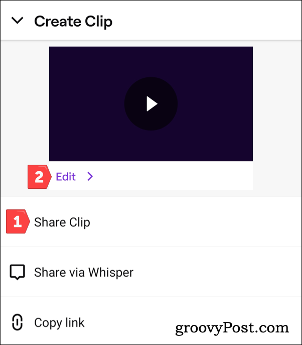 Compartir o editar un clip de Twitch en Android