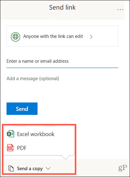 Enviar una copia en Excel en Windows
