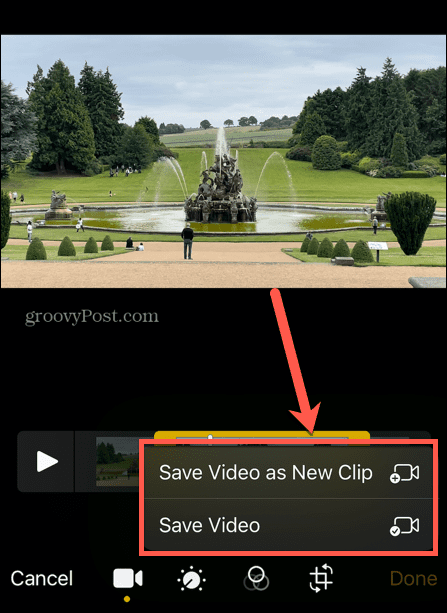 iPhone guardar video como nuevo clip