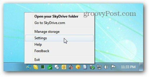 Menú SkyDrive