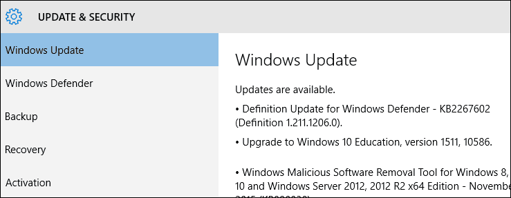 Forzar la actualización de Windows 10 para entregar la actualización de noviembre