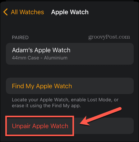 Desemparejar Apple Watch