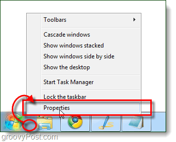 propiedades de la barra de tareas de windows 7