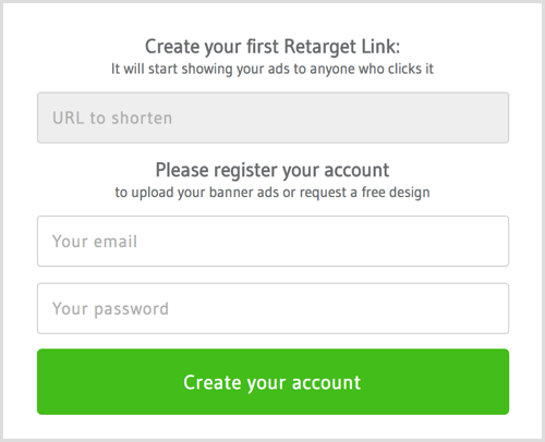 Configure una cuenta con RetargetLinks.