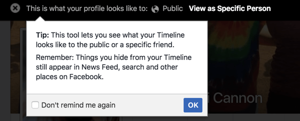 Utilice la función Ver como para ver cómo ven los demás su perfil de Facebook.