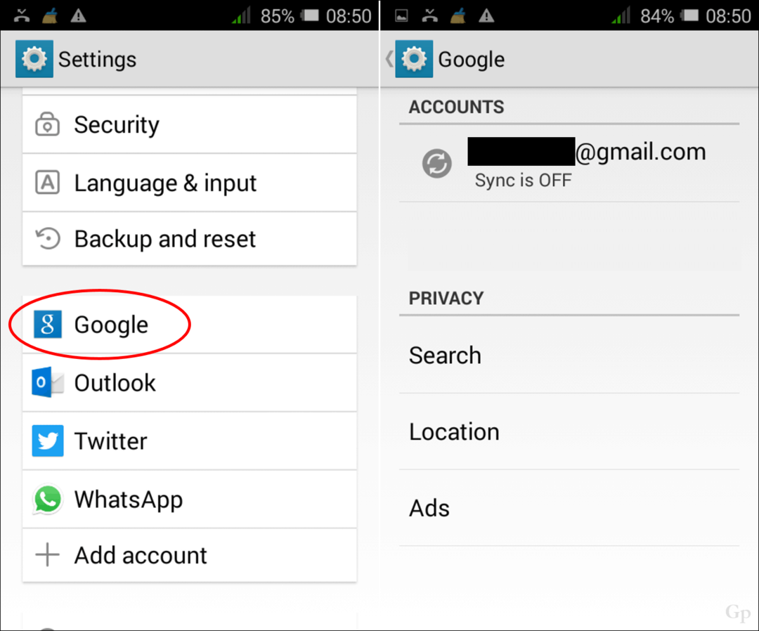 Eliminar o cambiar cuentas de Google en un dispositivo Android