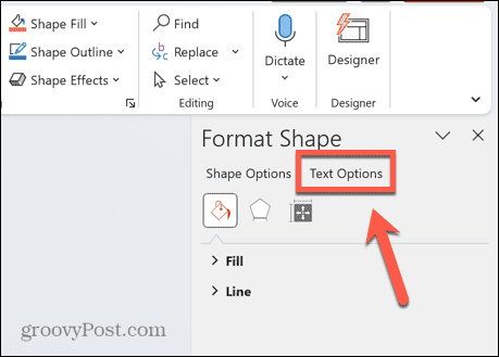 opciones de texto de power point