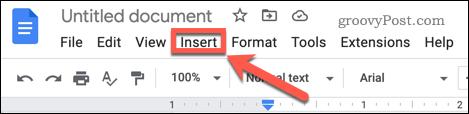 insertar menú google docs