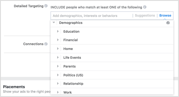Anuncios demográficos de orientación de anuncios de Facebook