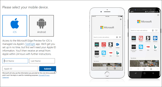 Microsoft Edge Web Browser está llegando a iOS ahora con Android próximamente