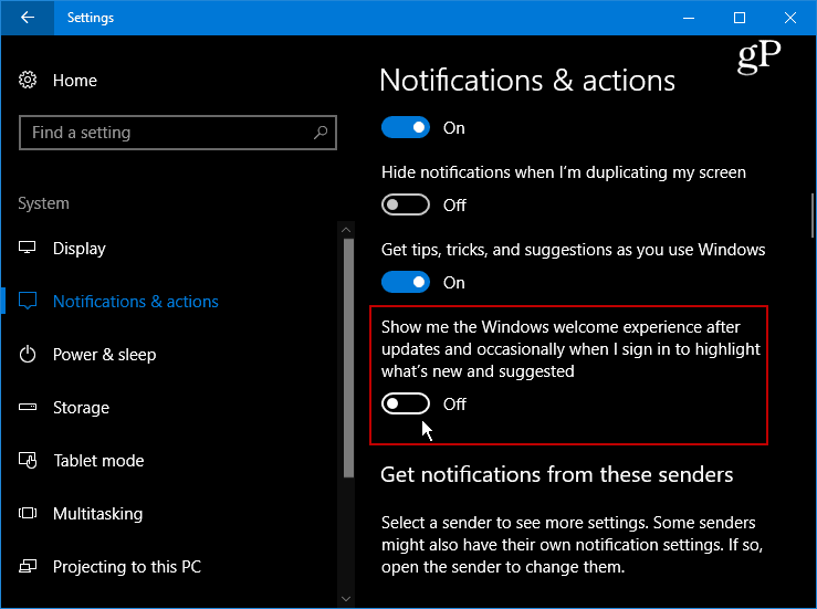 Ocultar la molesta pantalla de bienvenida de Windows 10 después de las actualizaciones