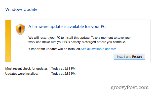 Actualización de firmware de Windows