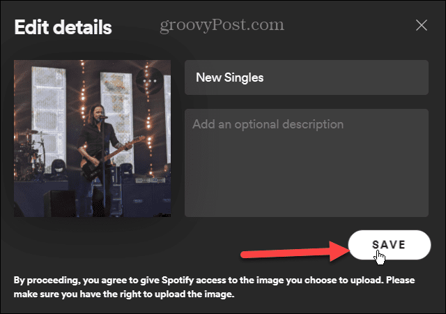 verificar la imagen de la lista de reproducción de Spotify