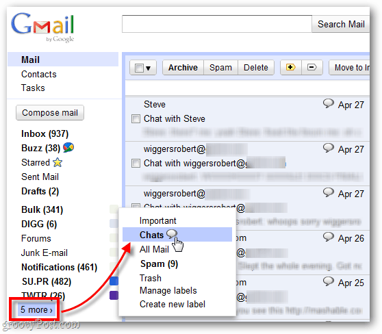 encontrar viejos chats grabados en Gmail