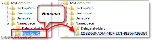 cambiar el nombre de una clave de registro en Windows 7