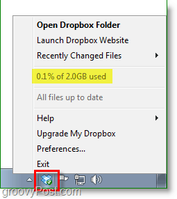 Captura de pantalla de Dropbox: el icono de la bandeja del sistema de Dropbox es genial