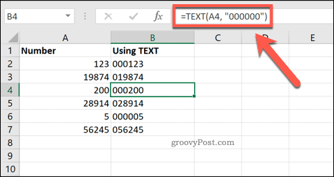Usar TEXT en Excel para agregar ceros a la izquierda