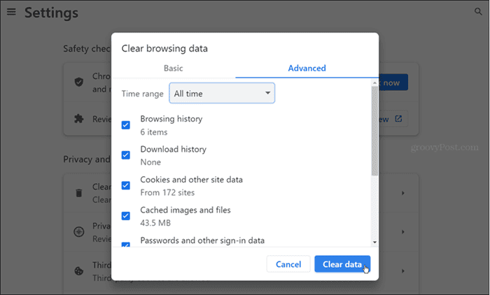 borrar datos de navegación de Chrome