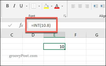La función INT en Excel