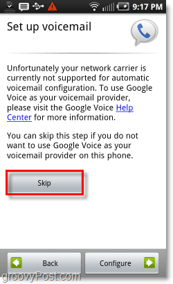 Configuración de Google Voice en Android Mobile Voicemail