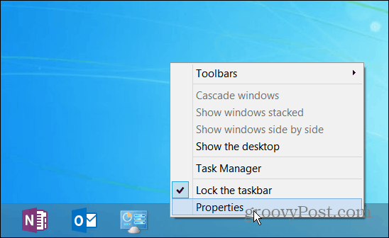 Barra de tareas Propiedades Windows 8.1